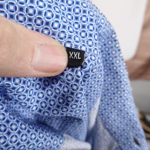 Bugatchi Shirt Mens 2XL Blue Geometric Shaped Fit Long Sleeve Button Up - Picture 7 of 9